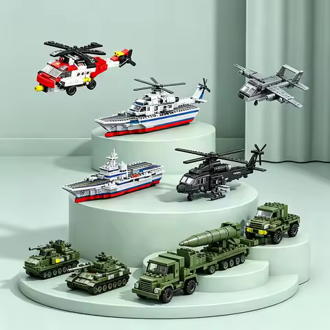 Military Vehicle Modern War Army ww2 Tank Plane warship Model Building Blocks UK US fighter jet heli