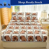 SRS_ Cadar Set Getah Keliling 2in1 Single 4in1 Queen Fitted Bedsheet Set Bedding Soft Mesin Basuh 36