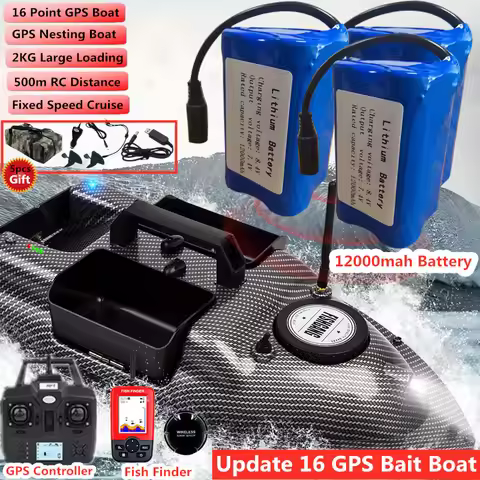 16Point GPS Dual Position Fixed Speed Cruise RC Fishing Bait Boat 2KG 500M 3-Hopper 16 Point GPS Nes