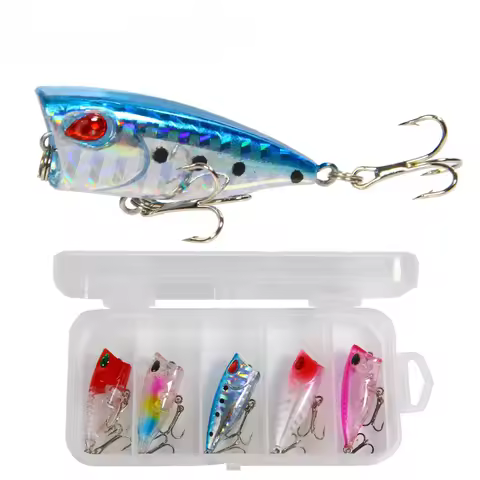 5 Pcs Lure Bait Set 5 Colors 3D Eyes Floating Mini Wave Crawler Imitation Fake Baits Bait-like Hard 