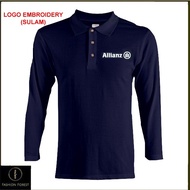 Cotton Lengan Panjang Long Sleeve collar T Shirt Logo Embroidery Sulam Allianz Insurance Company  3