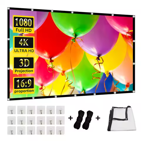 MIXITO Projection Curtain 16: 9 Ratio Hight-Density 60-200 Inch Foldable Anti-Crease Portable Movie 