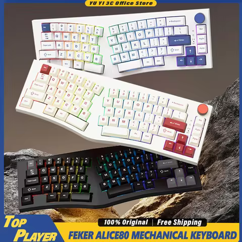 Feker Alice80 Wireless Mechanical Keyboard BT 2.4G Wireless 8000mAh Support VIA QMK RGB Hot Swappabl