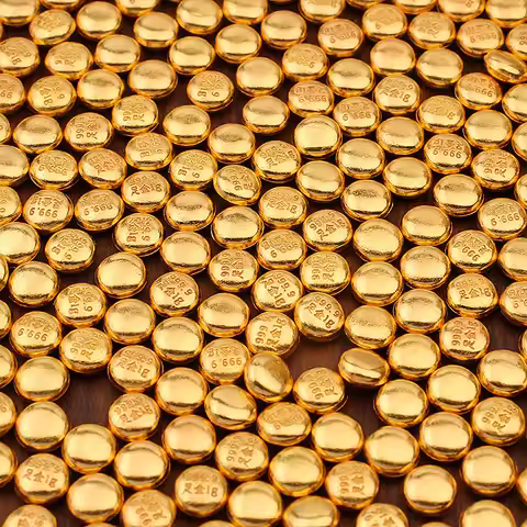 24K Solid Gold AU9999 Lucky Beads, Wealth Fortune Decoration For Money Bowl, Crafting Filler Vase Ge