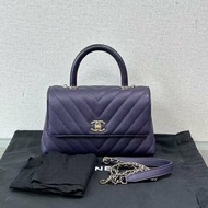 CHANEL 紫金色CoCo handle小號 手提斜背包 23*14*9 98新配件塵袋