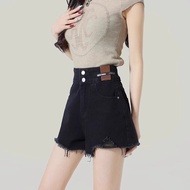 【00118henwc459.my】 牛仔短裤女高腰年夏季薄款显瘦宽松阔腿破洞a字热裤潮Denim Shorts Women's High Waist Summer Thin Slim Wid 【06