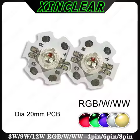 10pcs High Power LED Chips 3W 9W 12W 4Pin 6Pin 8Pin COB SMD Stage Light Doide RGB RGBW RGBWW With 20