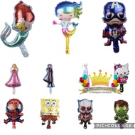 Mini Foil Balloons with Spiderman, Hello Kitty, Frozen, mermaid characters