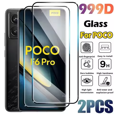 2PCS Tempered Glass for Xiaomi POCO F3 F4 GT F5 F6 Pro Screen Protector for Poco M6 Plus M5 M4 5G M3