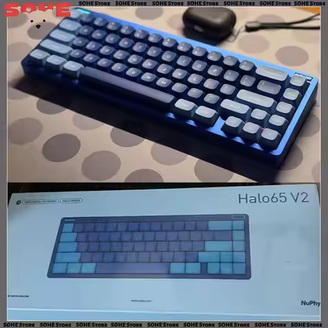 NuPhy Halo65 V2 Tri-Mode Wireless Mechanical Keyboard Hot Swappable Custom for Office Typing & Gamin