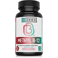 Zhou Methyl B12 - Methyl B-12 Supplement for Women & Men, Vitamin B12 5000 mcg, Vegan Friendly, Cell