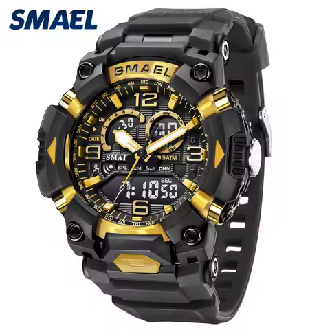 SMAEL 8099 Man Watch Dual Digital Display Silicone Strap Luminous Waterproof Alarm Watches Fashion S