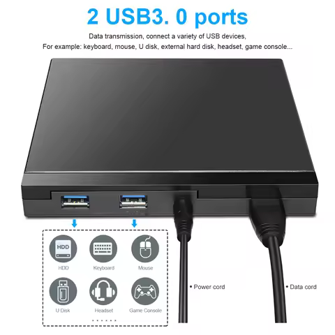 Deepfox USB 3.0 External CD/DVD Optical Drive CD/DVD Player DVD Burner With USB 3.0 Ports Card Reade