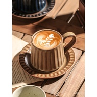 Japanese Retro Coffee Cup Saucer Set High-value Ceramic Cup Large-capacity Office Water Cup Mug Fema