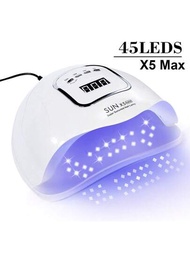 Uv膠指甲燈,sun X5 Led Max美甲燈,45顆uv Led指甲燈,用於治療指甲油led指甲燈,凝膠乾燥燈,指甲工具,uv光療機器,美甲燈紫色,紫外線凝膠指甲油烘乾器,快速凝固快乾指甲油膠烤桌燈,專為凝膠指甲油烘烤設計,美甲燈,便攜把手,大空間美甲機,自動智能感應器用於凝膠指甲油烘烤美容院使用和家庭diy美甲藝術,最佳禮物女孩