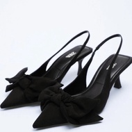 ZARA2022 summer new women's shoes suede bow high heel sandals