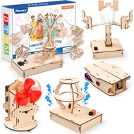 Poraxy STEM Kits for Kids Ages 8-10-12 5 Set Wooden 3D Puzzles Educational Science Experiment Buildi
