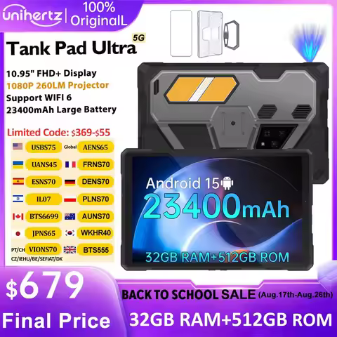8849 Tank Pad Ultra Unihertz Rugged Tablet with Projector 260 Lumens 1080P 23400mAh 32+512GB Wifi 6 