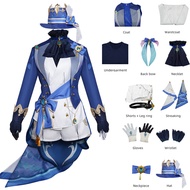{gykhhguk} Anime Genshin Impact Furina Cosplay Costume With Formal Hat Fontaine God Of Justice Blue
