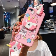Samsung Galaxy M30 A40S M20 M10 M14 M54 F54 A6 2018 A6S A6 Plus J8 2018 A8 2018 A8S A8 Plus 2018 Cute Cartoon unicorn Phone Case (Including Stand Doll &amp; Lanyard)