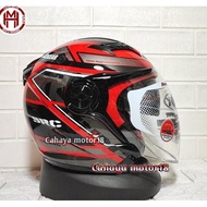 NHK GLADIATOR HELMET RED SILVER Motorcycle DOUBLE VISOR Original