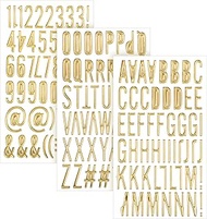 XLIUAX 169Pcs Gold Letter Stickers, 3D Self-Adhesive Hot Stamping Process Letters Stickers A-Z Words
