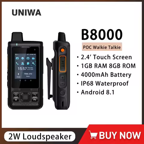 UNIWA B8000 4G LTE POC Walkie Talkie Zello 2.4 Inch IP68 Waterproof Quad Core Touch Screen Smartphon