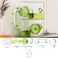Mestercock Acrylic Hamster Cage ที่เลี้ยงhamsterแบบเคลื่อนที่ได้เงียบพร้อมล้อวิ่ง ที่เลี้ยงหนูน้อยขน