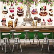 Custom wallpaper mural Hand-painted Dessert Store Cake Shop Flower Background wallpaper mural Baking