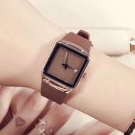 Guou 8161 Fashion Luxury Brand Unisex Men Womens Watches Square Dial Silicone Strap Golden Case Lady