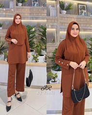 Baju Setelan Wanita Hijab Knit Import // Oneset Wanita Knit Terbaru Modern Kekinian