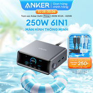 Trạm sạc nhanh Anker GaNPrime công suất lớn 250W - 6 cổng 4C2A - Màn hình LCD - Nút xoay linh hoạt -