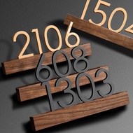 Acrylic House Number Creative Solid Wood House Number Plate Residential Sign Perforation-Free Hotel 