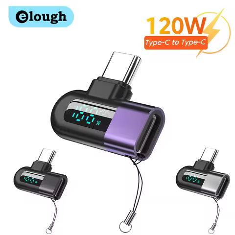 elough 6A Digital Display Type C to Type C OTG Adapter for 120W Fast Charging USB C Cable USB2.0 Con