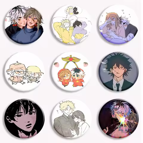 Cherry Crush Chibi Anime Soft Button Pin Cherie Crush Kang and Mashiro Webtoon Brooch Badge Bag Deco