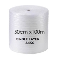 BUBBLE WRAP CLEAR SINGLE LAYER 50cm X 100m