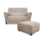 [特價]ASSARI-安井雙人座貓抓皮獨立筒沙發(含50x50cm椅凳)薄霧