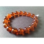 [Disk Crystal] Natural Burmese Amber Brown Red Blue Bracelet Round Beads (With Certificate 11.5mm Ab