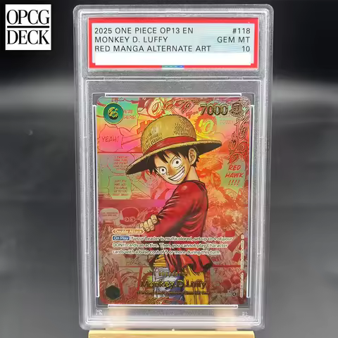 DIY ONE PIECE Rating Card MONKEY D. LUFFY RED MANGA ALTERNATE ART OP13-118 EN Collection Card Copy 1