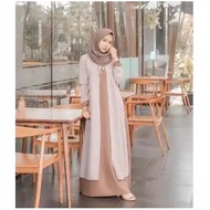 PUTIH Gamis Women muslim dress Women Gamis dress maxi furwa size S M L XL jumbo Contemporary Gamis W