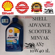 100% ORIGINAL SHELL ADVANCE 4T MINYAK HITAM SKUTER ENGINE OIL SCOOTER AX7 10W40 1L