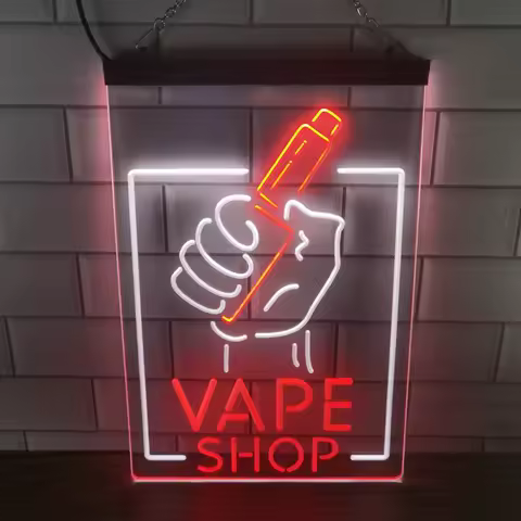 Vape Shop Holding Hand Display Dual Color LED Neon Sign 2 Color Display