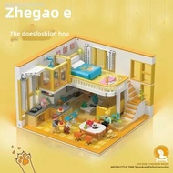 DIY Villa Garden รุ่น Building Blocks House ของขวัญวันเกิดสําหรับสาว Apartment Street ฉาก Small Hous