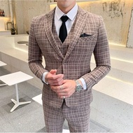 Suits Set for Men ( Suit Vest Pants ) Korean Original Slim Fit Formal Dinner Office Court Business C