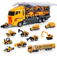 Toys for Boys, 11 in 1 Engineering Die-cast Construction Car Toddler Toys, Excavator Dumper Bulldoze