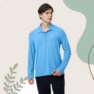 【Wildland 荒野】銀纖維彈性POLO長袖衣 男 0B11610-158 湛藍色