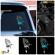 JENNIFERDZJI Car Prayer Gesture Laser Sticker, Prayer Gesture Easy Install Prayer Gesture Decoration