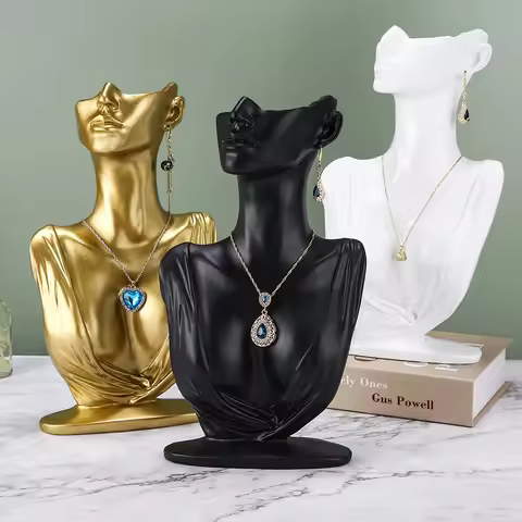 Mannequin Necklace Jewelry Display Stand Portrait Model Head Bust Earrings Necklace Rack Holder Jewe