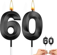 60th Birthday Candles Black Birthday Candles 60th Birthday Cake Topper Happy 60th Birthday Decoratio