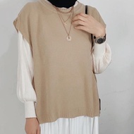 Setelan Wanita Set ROMPI ANDIN UKURAN JUMBO + ROK SPAN WARNA HITAM RAJUT PREMIUM Rompi Tali Rajut By